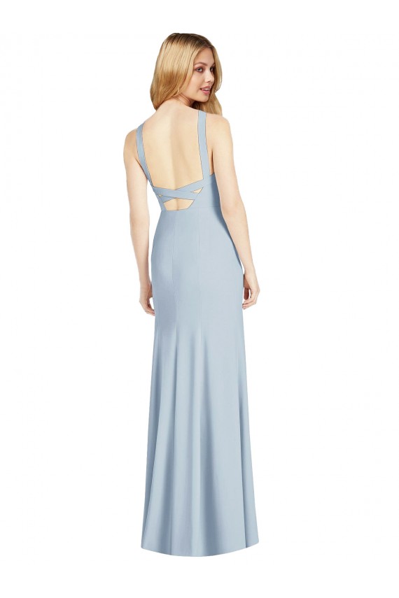 Purcahse  Backless Sleeveless Halter Neck Trumpet Stretch Crepe Formal Evening Dress UK