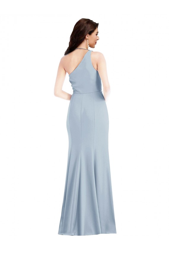 Purcahse  Sleeveless One Shoulder Trumpet Stretch Crepe Evening Dress UK