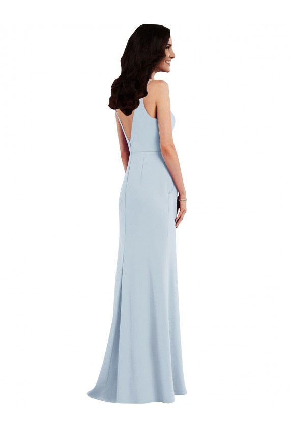 Purcahse  V-Back Sleeveless Spaghetti Straps Trumpet Stretch Crepe Evening Dress UK