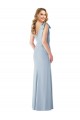 Purcahse  V-Back Sleeveless V-Neck Trumpet Stretch Crepe Semi Formal Evening Dress UK