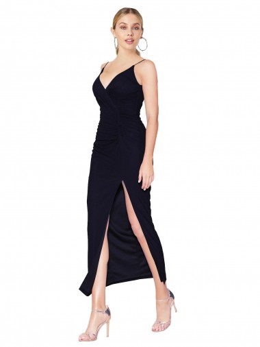 Purcahse  V-Back Dark Navy Sleeveless V-Neck Mermaid Soft Chiffon Evening Dresses UK