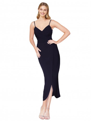 Purcahse  V-Back Sleeveless Spaghetti Straps Mermaid Stretch Crepe Evening Dress UK