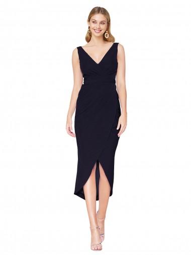 Purcahse  Sleeveless V-Neck Mermaid Stretch Crepe High Low Evening Dress UK