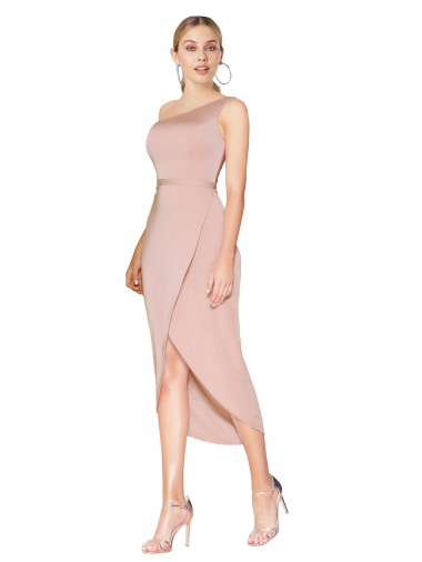 Purcahse  Mauve Sleeveless One Shoulder Mermaid Stretch Crepe Evening Dress UK