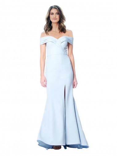 Purcahse  Light Sky Blue Sleeveless Off the Shoulder Mermaid Stretch Crepe Evening Dress UK