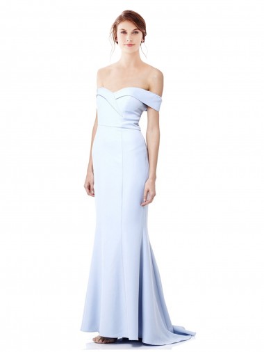 Purcahse  Light Sky Blue Sleeveless Off the Shoulder Mermaid Stretch Crepe Evening Gown UK