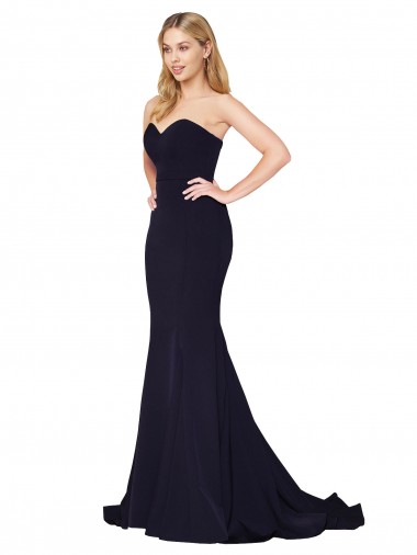 Purcahse  Dark Navy Sleeveless Sweetheart Mermaid Stretch Crepe Formal Evening Dress UK