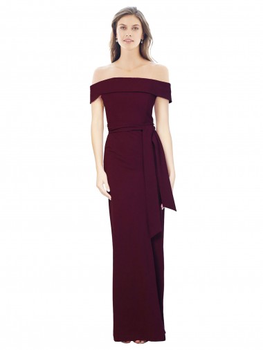 Purcahse  Low Back Burgundy Gold Sleeveless Off the Shoulder Mermaid Stretch Crepe Formal Evening Dress UK