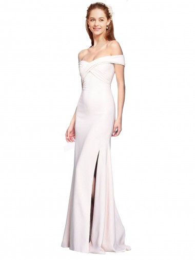 Purcahse  White Sleeveless Off the Shoulder Mermaid Stretch Crepe Evening Dress UK