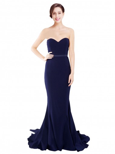 Purcahse  Low Back Sleeveless Sweetheart Mermaid Stretch Crepe Semi Formal Evening Dress UK