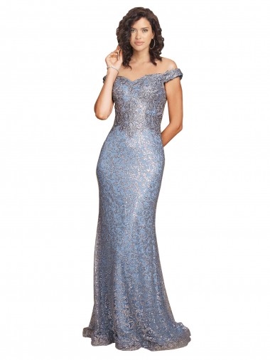 Purcahse  Sleeveless Off the Shoulder Mermaid Sequin Formal Evening Dress UK