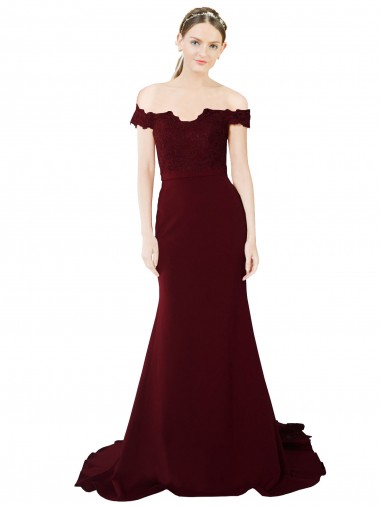 Purcahse  V-Back Sleeveless Off the Shoulder Mermaid Stretch Crepe & Lace Formal Evening Dress UK