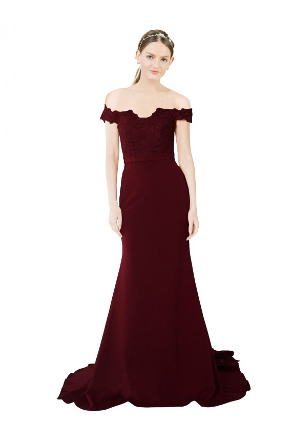 Purcahse  V-Back Sleeveless Off the Shoulder Mermaid Stretch Crepe & Lace Formal Evening Dress UK