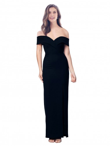 Purcahse  Black Sleeveless Off the Shoulder Mermaid Stretch Crepe Evening Dress UK