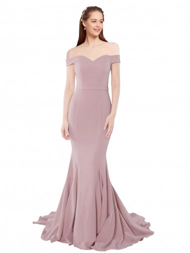 Purcahse  Sleeveless Off the Shoulder Mermaid Stretch Crepe Evening Dress UK