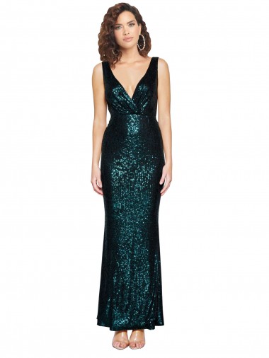 Purcahse  Sleeveless V-Neck Mermaid Sequin Evening Dress UK