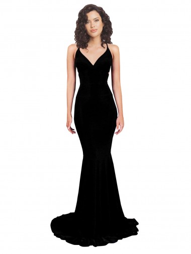 Purcahse  Open Back Sleeveless V-Neck Mermaid Spandex Formal Evening Dress UK