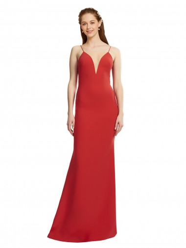 Purcahse  Open Back Sleeveless Spaghetti Straps Mermaid Stretch Crepe Formal Evening Dress UK