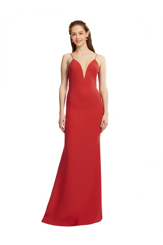 Purcahse  Open Back Sleeveless Spaghetti Straps Mermaid Stretch Crepe Formal Evening Dress UK