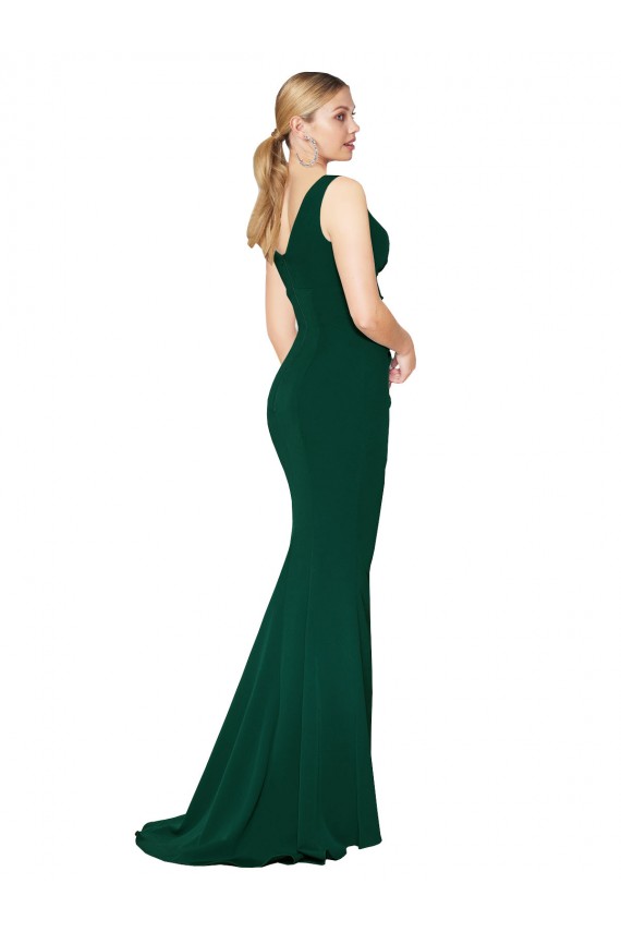 Purcahse  Midnight Green Sleeveless V-Neck Mermaid Stretch Crepe Formal Evening Dress UK