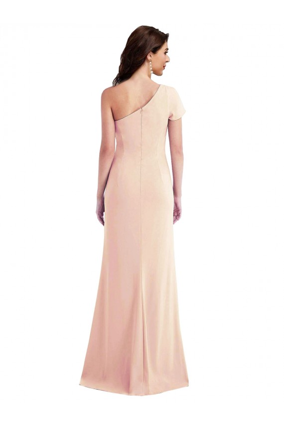 Purcahse  Cap Sleeves One Shoulder Trumpet Stretch Crepe Formal Evening Dress UK