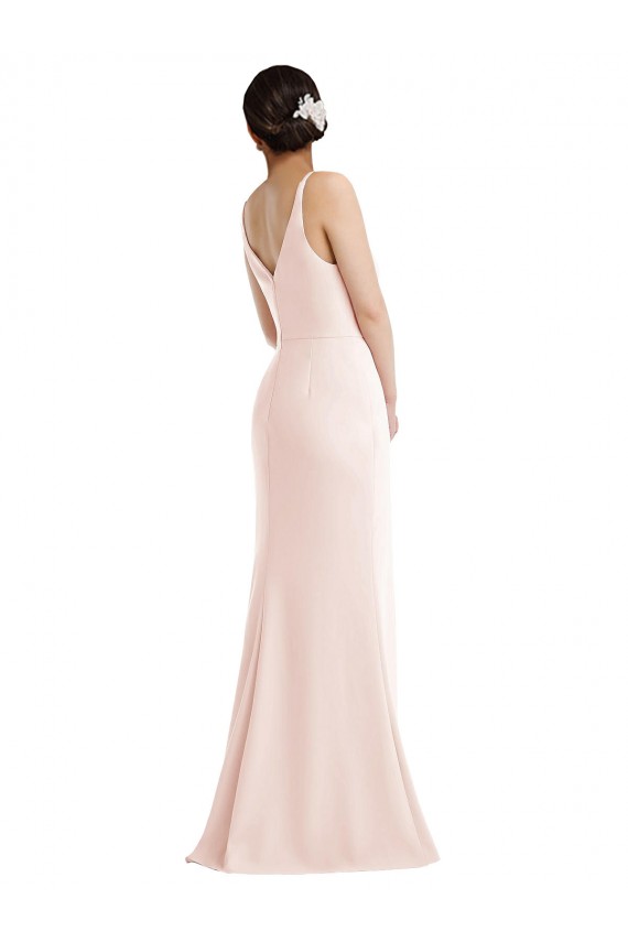 Purcahse  V-Back Sleeveless V-Neck Trumpet Stretch Crepe Formal Evening Dress UK