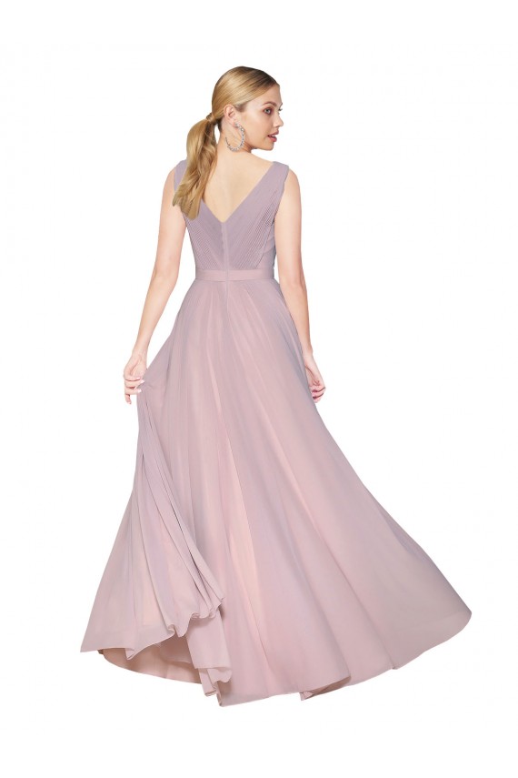 Purcahse  V-Back Primrose Sleeveless V-Neck A-Line Soft Chiffon Formal Evening Dress UK