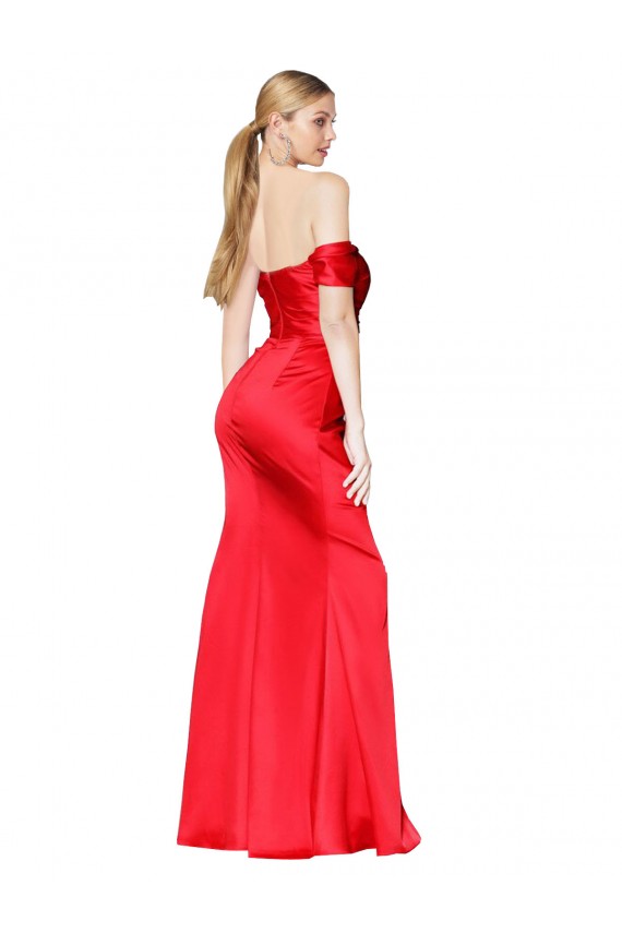 Purcahse  Sleeveless Off the Shoulder Mermaid Stretch Satin Formal Evening Dress UK