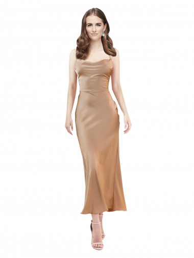 Purcahse  Low Back Sleeveless Cowl Neck Sheath Silky Satin Formal Evening Dress UK