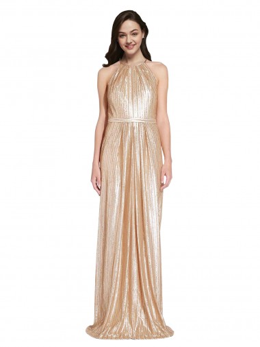 Purcahse  Sleeveless Halter Neck Sheath Sequin Formal Evening Dress UK