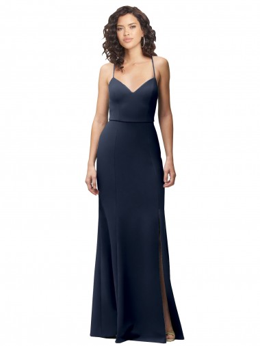 Purcahse  Criss Cross Back Sleeveless Spaghetti Straps Sheath Stretch Crepe Formal Evening Dress UK