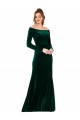 Purcahse  Long Sleeves Off the Shoulder Sheath Stretch Velvet Formal Evening Dress UK