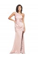 Purcahse  Low Back Sleeveless One Shoulder Sheath Silky Satin Formal Evening Dress UK