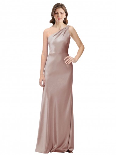 Purcahse  Open Back Sleeveless One Shoulder Sheath Stretch Satin Formal Evening Dress UK