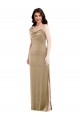 Purcahse  Champagne Sleeveless One Shoulder Sheath Stretch Velvet Black Tie Evening Dress UK