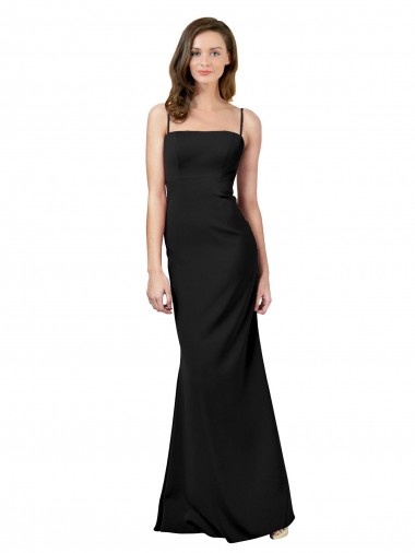 Purcahse  Open Back Sleeveless Spaghetti Straps Sheath Stretch Crepe Formal Evening Dress UK