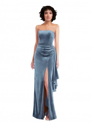 Purcahse  Low Back Sleeveless Strapless Sheath Stretch Velvet Formal Evening Dress UK