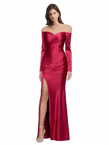 Purcahse  Long Sleeves Sweetheart Sheath Stretch Satin Formal Evening Dress UK