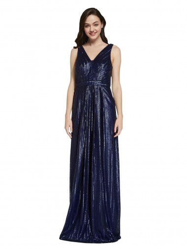 Purcahse  V-Back Sleeveless V-Neck Sheath Sequin Formal Evening Dress UK