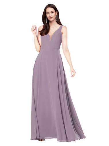 Purcahse  Low Back Sleeveless V-Neck Sheath Soft Chiffon Formal Evening Dress UK