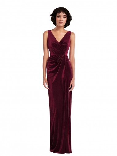 Purcahse  Sleeveless V-Neck Sheath Stretch Velvet Semi Formal Evening Dress UK