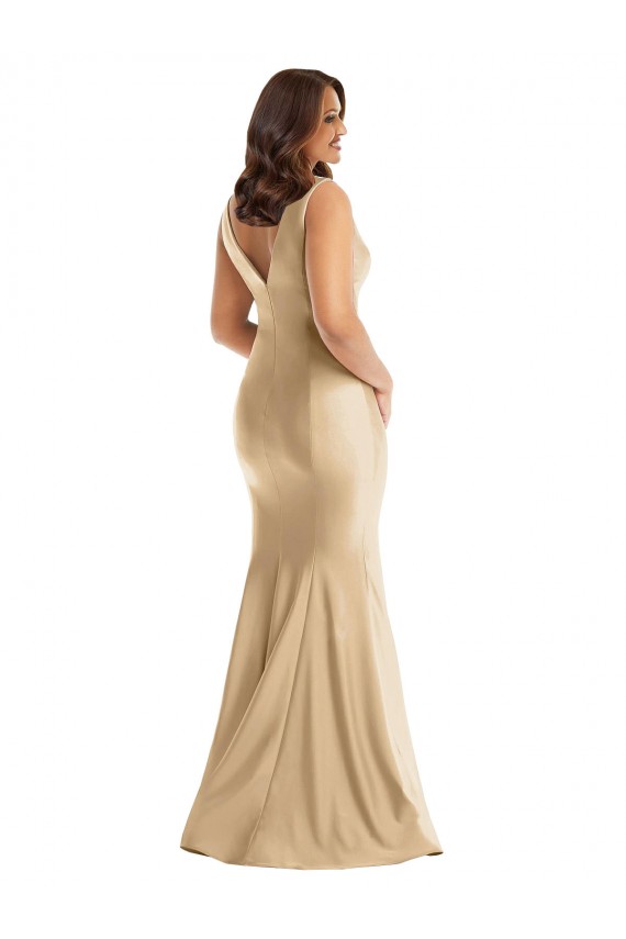 Purcahse  V-Back Sleeveless V-Neck Mermaid Silky Satin Plus Size Formal Evening Dress UK