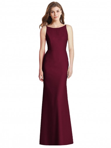 Purcahse  Open Back Sleeveless Bateau Neck Trumpet Stretch Crepe Semi Formal Evening Dress UK