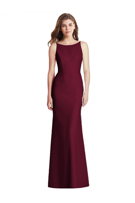 Purcahse  Open Back Sleeveless Bateau Neck Trumpet Stretch Crepe Semi Formal Evening Dress UK