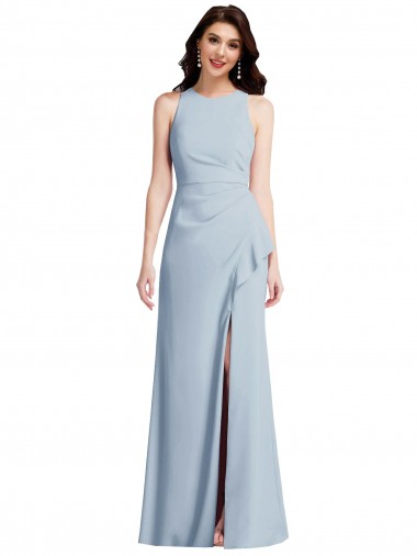 Purcahse  Sleeveless Halter Neck Trumpet Stretch Crepe Evening Dress UK