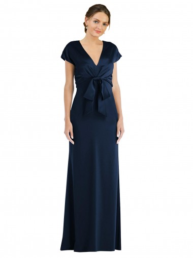 Purcahse  Keyhole Back Cap Sleeves Off the Shoulder Trumpet Stretch Crepe Formal Evening Dress UK