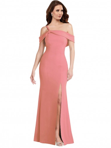 Purcahse  Low Back Sleeveless One Shoulder Trumpet Stretch Crepe Semi Formal Evening Dress UK