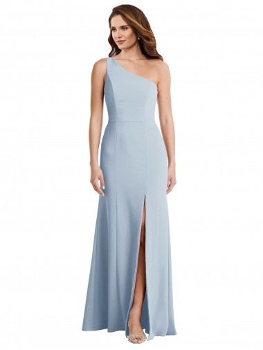 Purcahse  Light Sky Blue Sleeveless One Shoulder Trumpet Stretch Crepe Formal Evening Dress UK