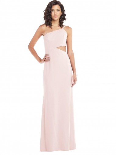 Purcahse  Pink Sleeveless One Shoulder Trumpet Stretch Crepe Formal Evening Dress UK