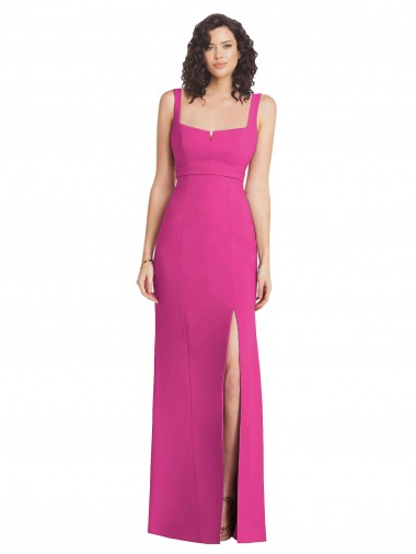 Purcahse  Low Back Sleeveless Square Neck Trumpet Stretch Crepe Semi Formal Evening Dress UK